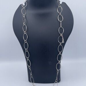 Robert Lee Morris 925 Sterling Silver Oval Link Hammered Necklace Minimalist